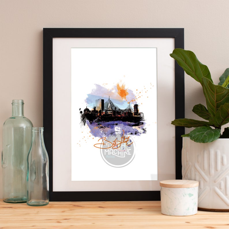 Boston Map Boston Poster Boston Art Boston Art Boston Skyline Boston Print Boston Wall Art Massachusetts Art Boston Watercolor