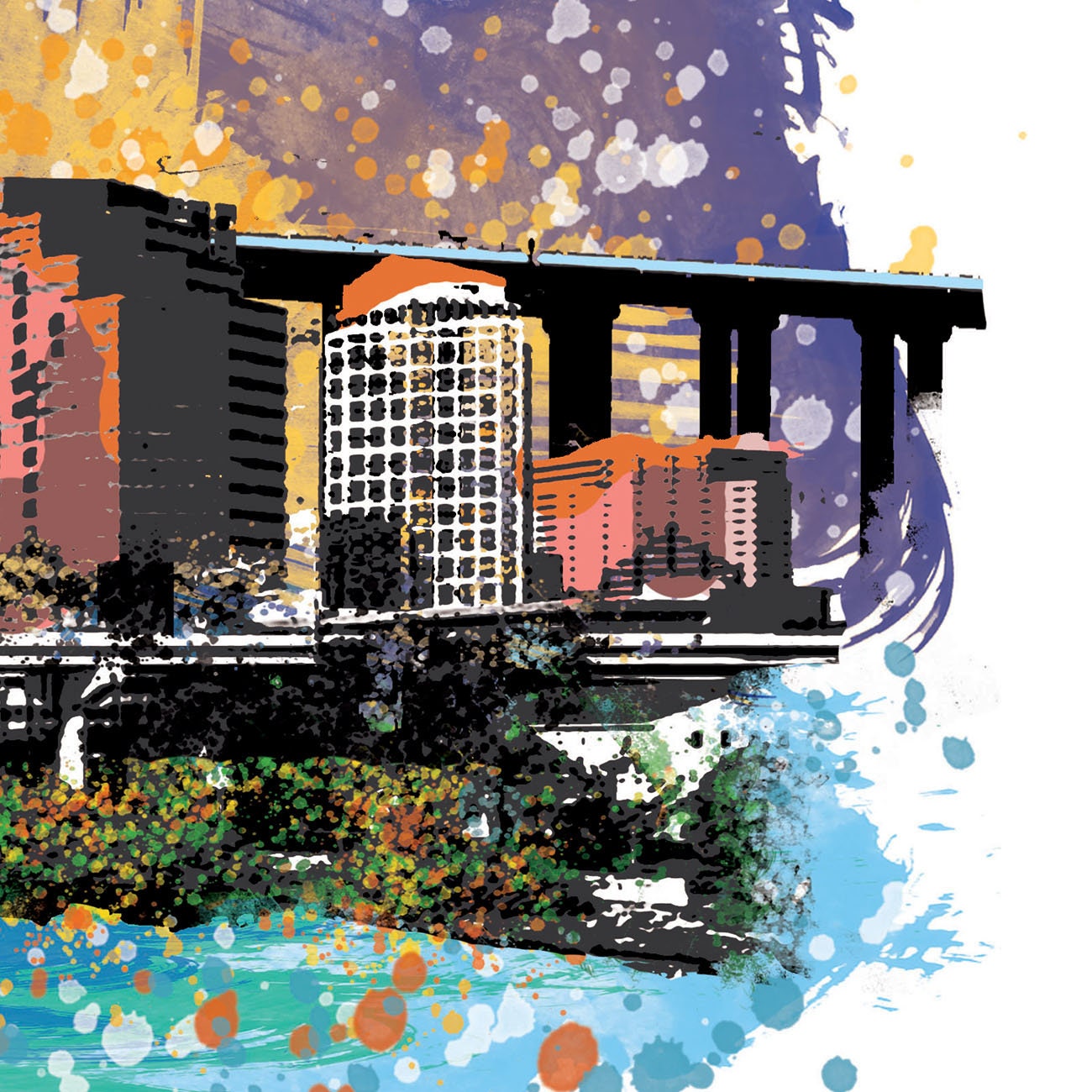 Tampa Print, Tampa Skyline, Tampa Art, Tampa Poster, Tampa Watercolor