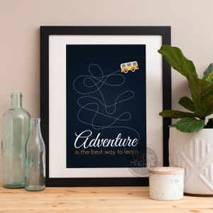 Adventure Bus Art Print: Colorful Motivational Poster