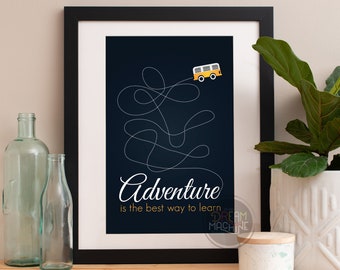 Motivational Poster Adventure Is The Best Way To Learn, Colorful Poster Art Print, Colorful Motivational Poster, Whimsical Poster