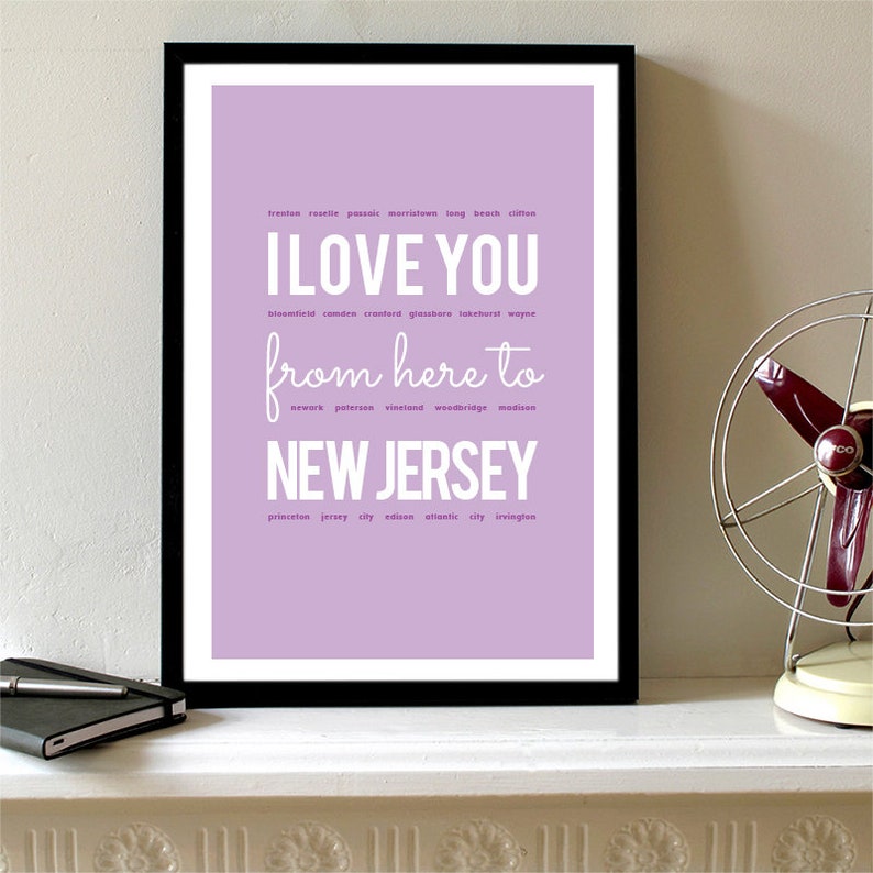 I love you from here to New Jersey, New Jersey Print, New Jersey Skyline, New Jersey Art, New Jersey Poster, New Jersey Watercolor image 6