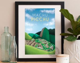 Machu Picchu Watercolor Art Print: Skyline Poster