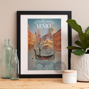 Venice Gondola Ride Travel Poster: Italy Wall Art
