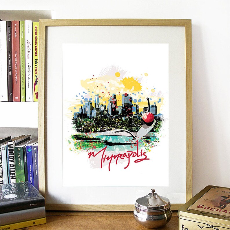 Minneapolis Print, Minneapolis Skyline, Minneapolis Art, Minneapolis Poster, Minneapolis Watercolor, Minneapolis Art Print, Minneapolis Map image 2