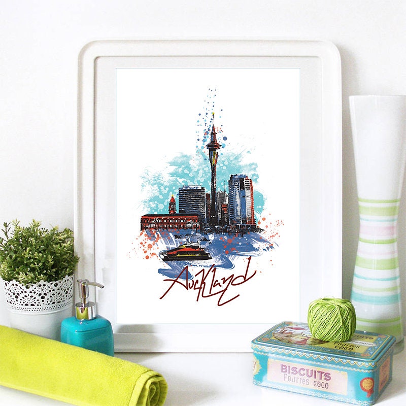 Auckland Print, Auckland Skyline, Auckland Art, Auckland Poster