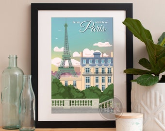 Paris Print, Paris Skyline, Paris Art, Paris Poster, Paris Watercolor, Paris Art, Paris Map, Paris Wall Art, France Art
