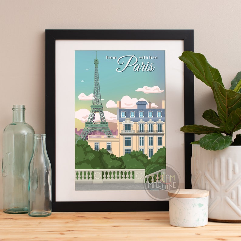 Paris Print, Paris Skyline, Paris Art, Paris Poster, Paris Watercolor, Paris Art, Paris Map, Paris Wall Art, France Art image 1