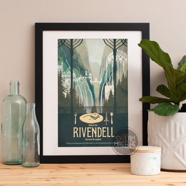 Lord of the Rings Poster Rivendell Bed and Breakfast Travel Poster, Lord of the Rings, LOTR, Rivendell, Lord of the Rings Art, Travel Poster