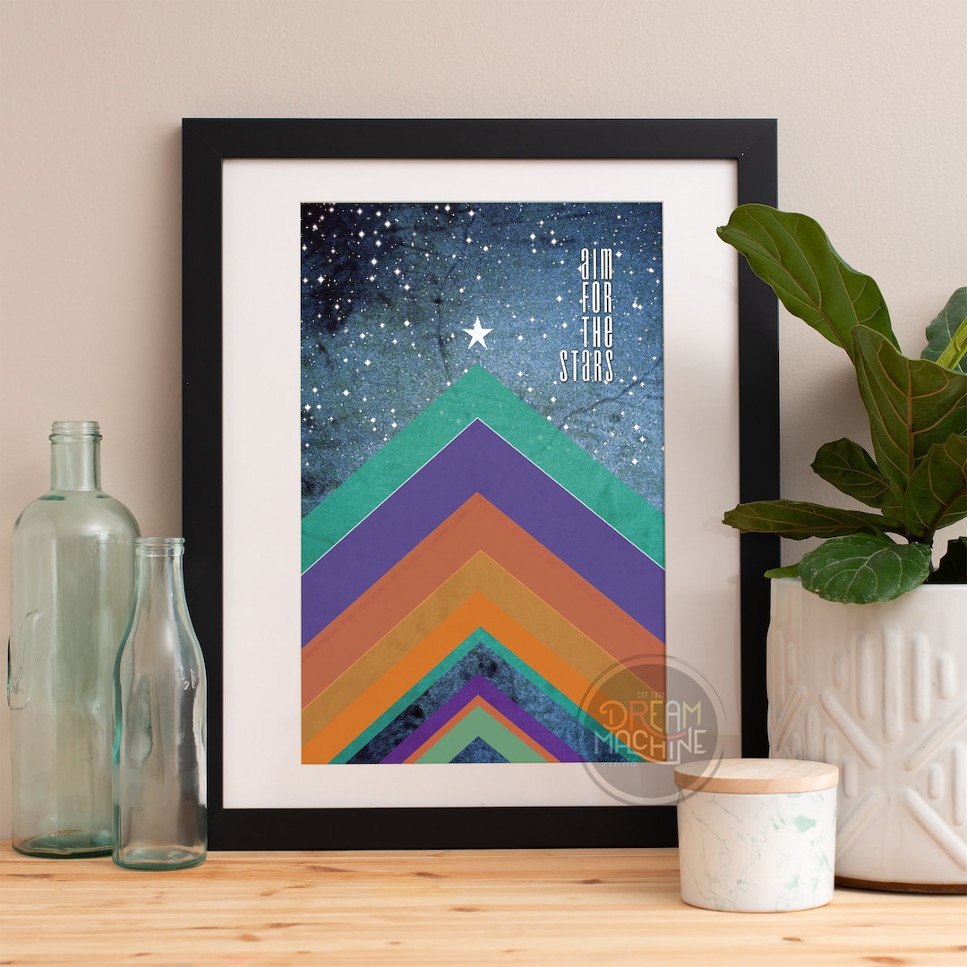 Motivational Poster Aim for the Stars, Inspirational Quote