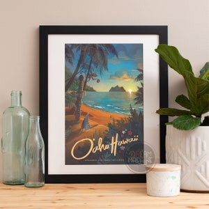 Hawaii North Shore Travel Poster: Vintage Beach Art Print