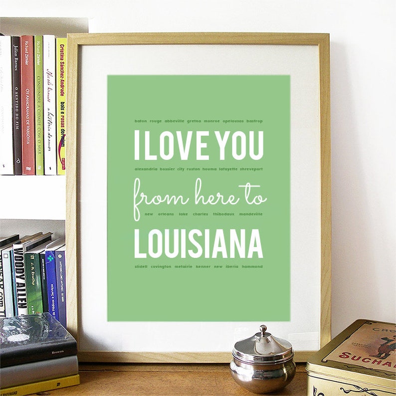 Louisiana Poster Louisiana Skyline Louisiana Watercolor Louisiana I love you from here to Louisiana Louisiana Print Louisiana Art