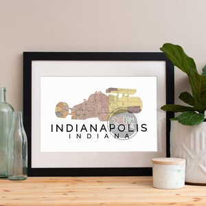Impresión artística del horizonte de Indianápolis: Póster de paisaje urbano en acuarela