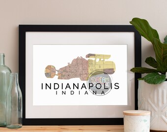 Indianapolis Skyline Kunstdruck: Aquarell Stadtbild Poster