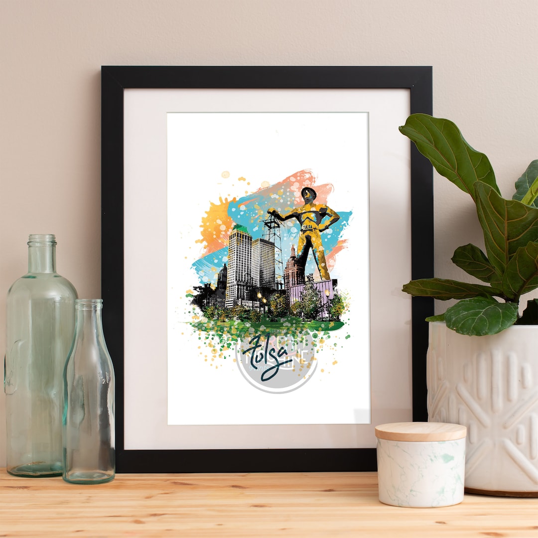 Tulsa Print, Tulsa Skyline, Tulsa Art, Tulsa Poster, Tulsa Watercolor, Tulsa Art Print, Tulsa