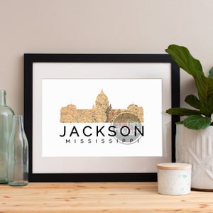 Jackson Print, Jackson Skyline, Jackson Art, Jackson Poster, Jackson Watercolor, Jackson Art Print, Jackson Map, Jackson Wall Art