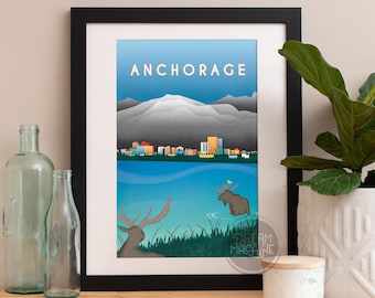 Anchorage Print, Anchorage Skyline, Anchorage Art, Anchorage Poster, Anchorage Aquarelle, Anchorage Art, Anchorage Map, Anchorage Wall Art