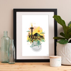 Seattle Print, Seattle Skyline, Seattle Art, Seattle Poster, Seattle Watercolor, Seattle Art Print, Seattle Map, Seattle Wall Art