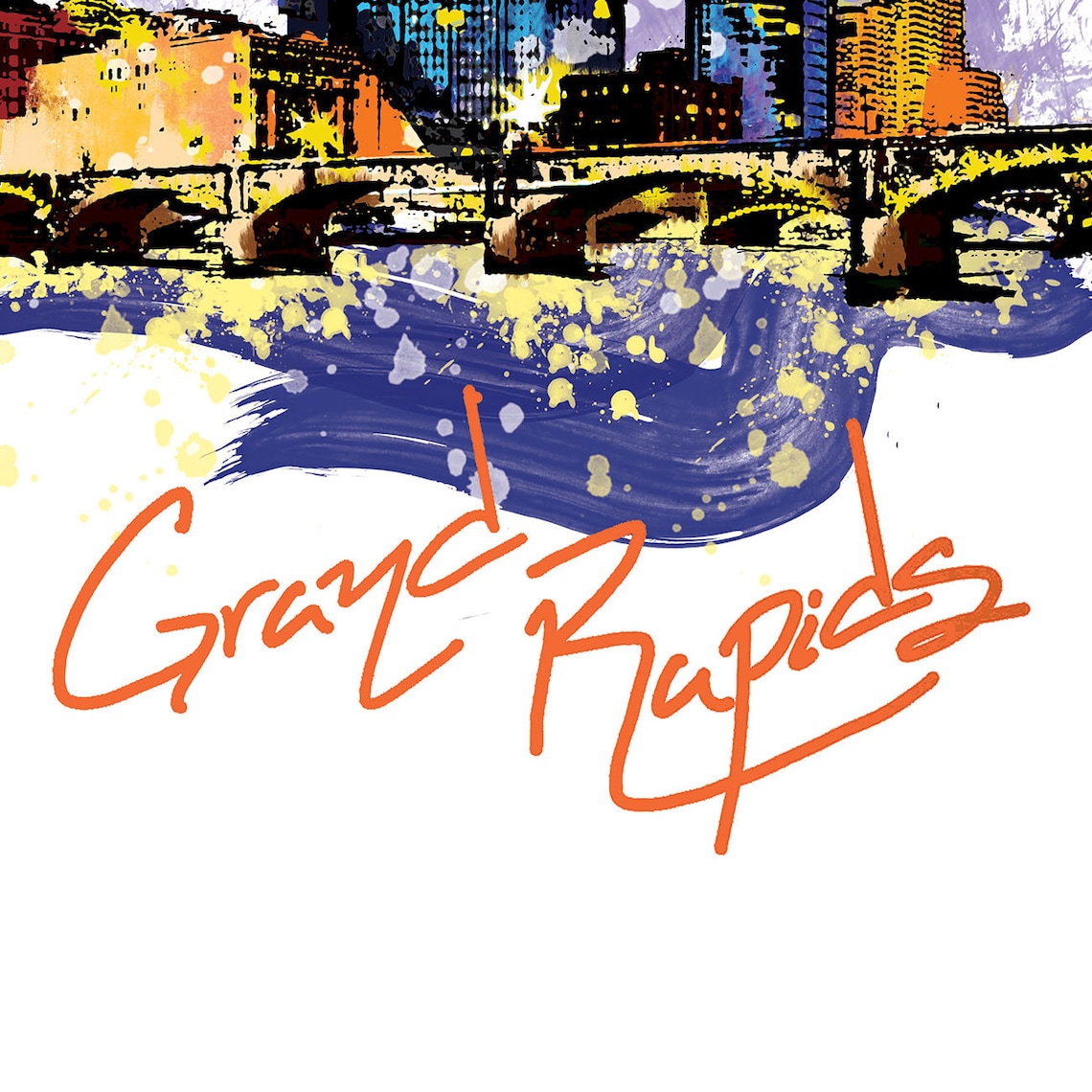 Grand Rapids Print Grand Rapids Skyline Grand Rapids Art Etsy