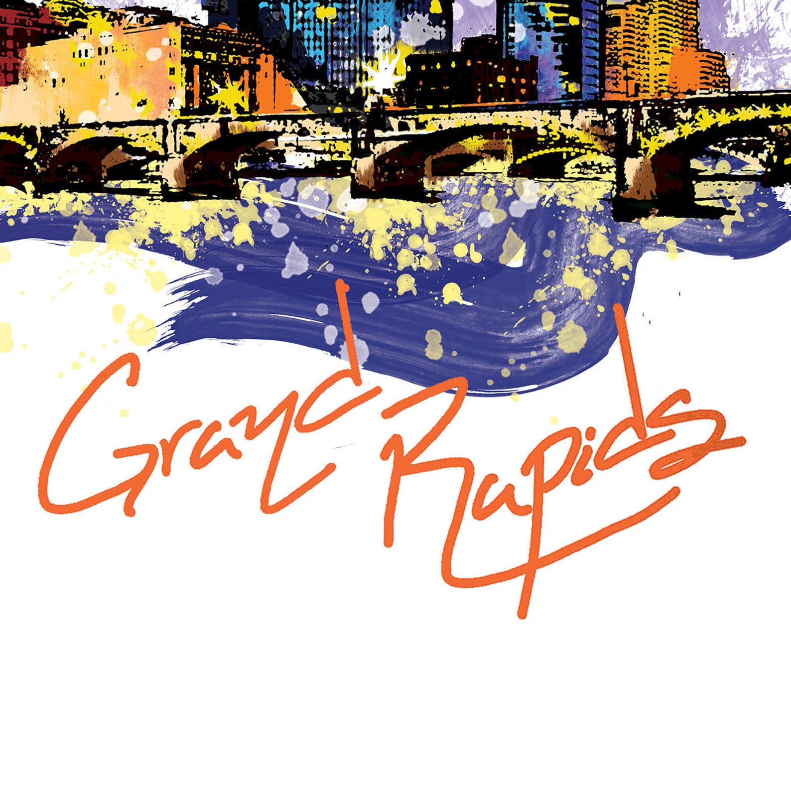 Grand Rapids Print Grand Rapids Skyline Grand Rapids Art Etsy