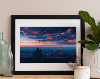 Paris Eiffel Art Print, Paris Skyline, Paris Art, Paris Poster, Paris Print, Paris Art, Paris Map, Paris Wall Art, France Art, Paris Skyline