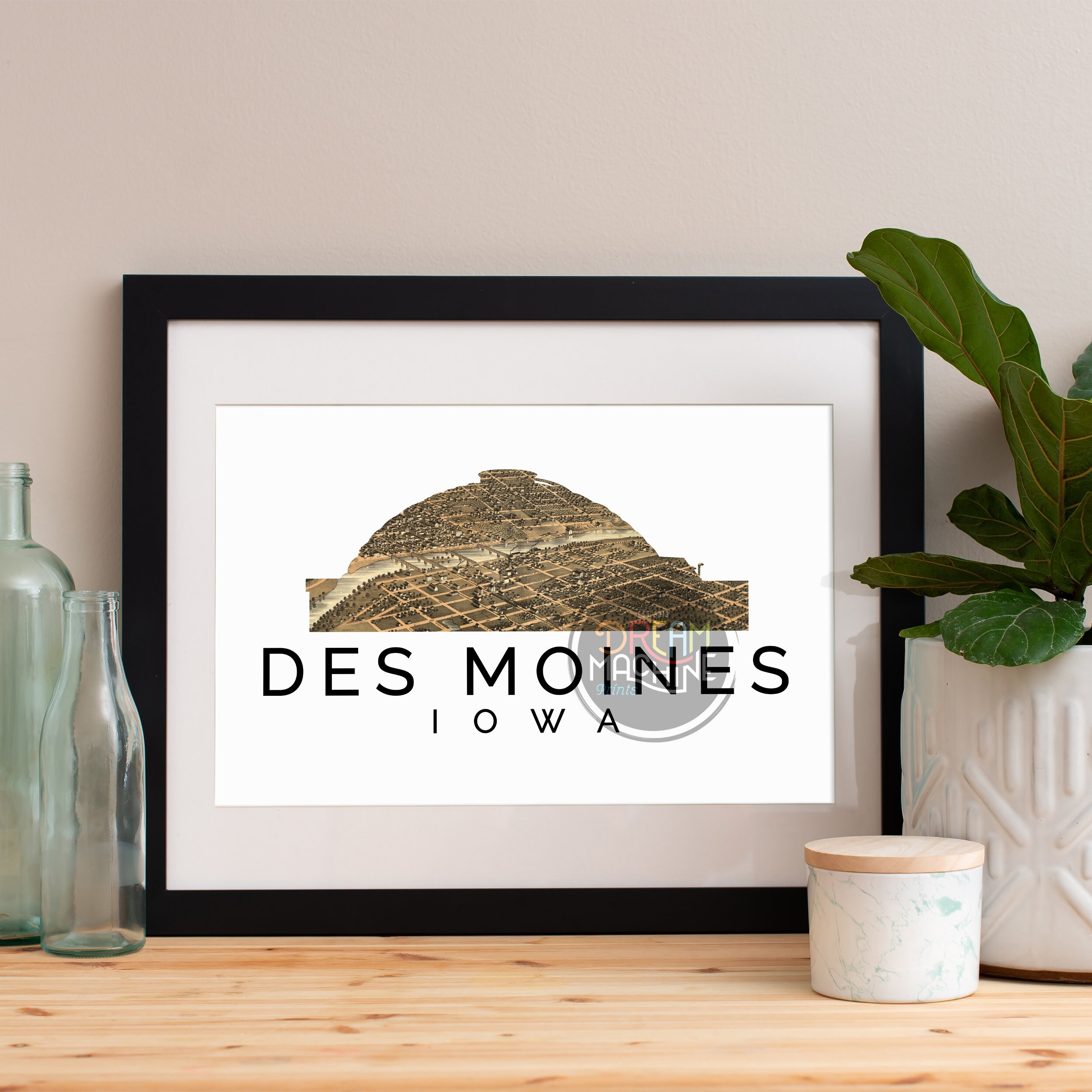 Des Moines Print, Des Moines Skyline, Des Moines Art, Des Moines Poster, Des Moines Watercolor ...