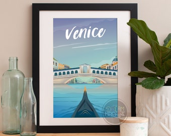 Venice Print, Venice Skyline, Venice Art, Affiche de Venise, Aquarelle de Venise, Gravure d’art de Venise, Carte de Venise, Art mural de Venise, Art de l’Italie