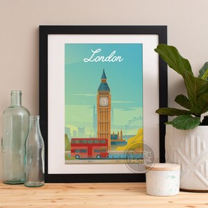 London Art, London Print, London Art Print, London Wall Art, London Skyline, London Decor, Big Ben Clock, London Travel Art, London Poster image 1