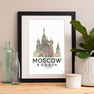 Moscow Skyline Watercolor Map Art Print