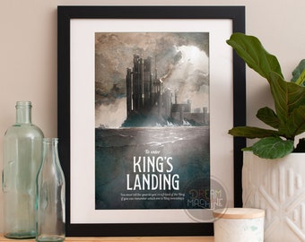 Game of Thrones Poster, Game of Thrones Gift, Game of Thrones Art, House Stark Art, Kings Landing Art, Kings Landing, Game of Thrones Map