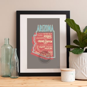 Arizona State Print, Arizona Art, Arizona Poster, Arizona Print