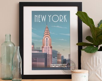 NYC Skyline Art Print: New York City Watercolor Poster