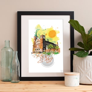El Paso Skyline Watercolor Art Print: Texas Wall Art