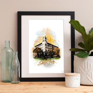 Santa Ana Watercolor Skyline Art Print
