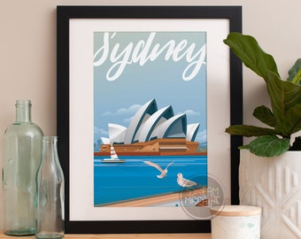 Sydney Print, Sydney Skyline, Sydney Art, Sydney Poster, Sydney Aquarelle, Sydney Art Print, Sydney Map, Sydney Wall Art, Australie Art