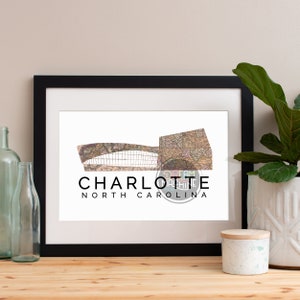 Charlotte Skyline Watercolor Art Print: City Map Poster