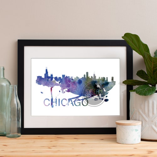 Chicago Wall Art Chicago Poster Print Chicago Skyline Home Etsy
