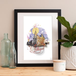 Liverpool Print, Liverpool Skyline, Liverpool Art, Liverpool Poster, Liverpool Watercolor, Liverpool Art Print, Liverpool Map, Liverpool