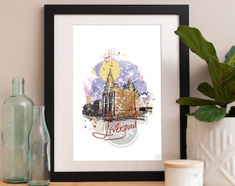 Liverpool Skyline Watercolor Art Print