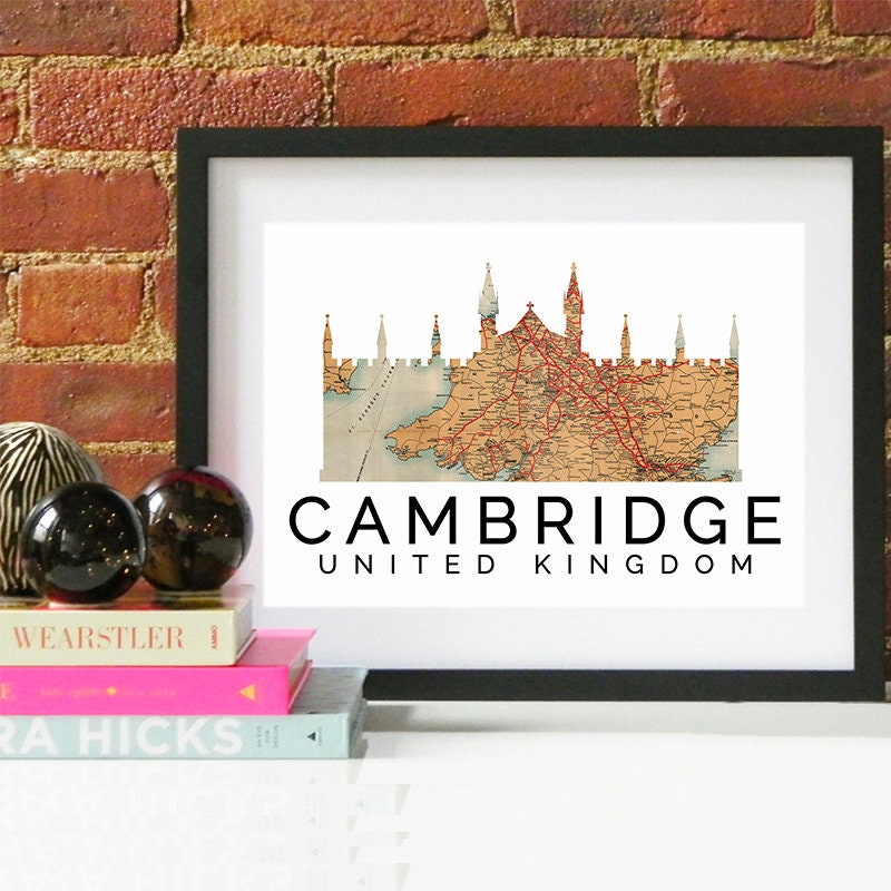 Cambridge Print, Cambridge Skyline, Cambridge Art, Cambridge Poster