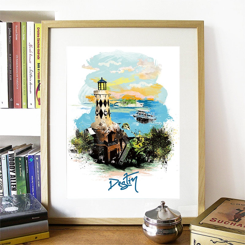 Destin Print, Destin Skyline, Destin Art, Destin Poster, Destin