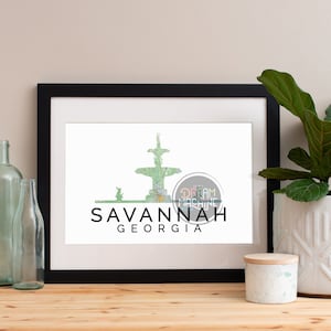 Savannah Print, Savannah Skyline, Savannah Art, Savannah Poster, Savannah Watercolor, Savannah Art Print, Savannah Map, Savannah Wall Art
