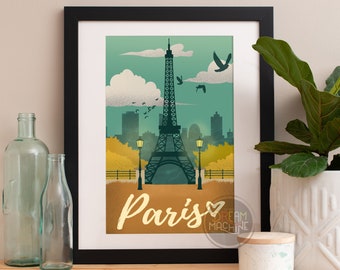 Paris Print, Paris Skyline, Paris Art, Paris Poster, Paris Watercolor, Paris Art, Paris Map, Paris Wall Art, France Art