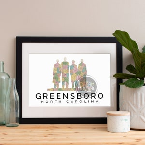 Greensboro Print, Greensboro Skyline, Greensboro Art, Greensboro Poster, Greensboro Watercolor, Greensboro Art Print, Greensboro Map