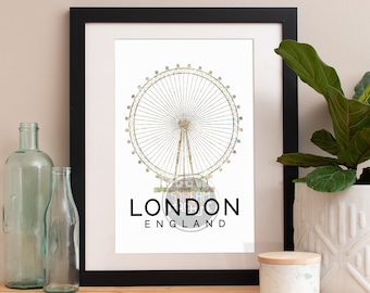 Plakat podróżniczy London Eye, dekoracja panoramy Londynu