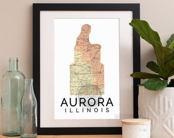 Aurora Print, Aurora Skyline, Aurora Art, Aurora Poster, Aurora Watercolor, Aurora Art Print, Aurora Map, Aurora Wall Art