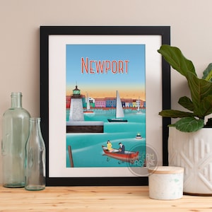 Newport Rhode Island Art Print: Skyline Watercolor Poster