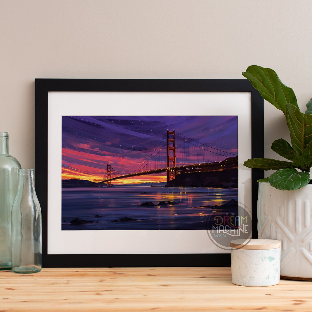 San Francisco Golden Gate Bridge Print, San Francisco Watercolor