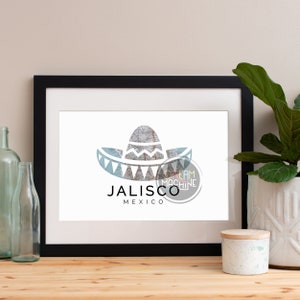 Jalisco Mexico Art Print: Watercolor Map Skyline Poster