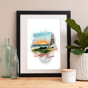 Seaside Print, Seaside Skyline, Seaside Art, Seaside Poster, Seaside Watercolor, Seaside Art Print, Seaside Map, Seaside Wall Art