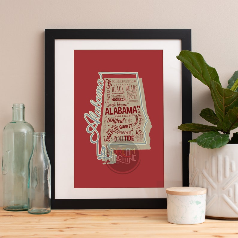 Alabama Art Print Alabama Wall Art Alabama Poster Alabama Etsy